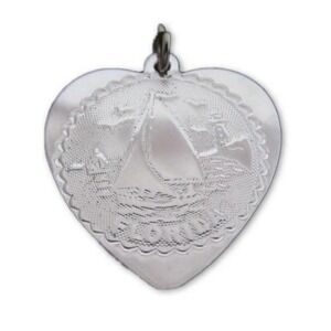 Vintage Florida Heart Sterling Silver Travel Charm Necklace Pendant*925‎